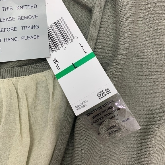 Anne Klein Sweater Large Layered Silk Green Pullover NWT - Picture 4 of 8